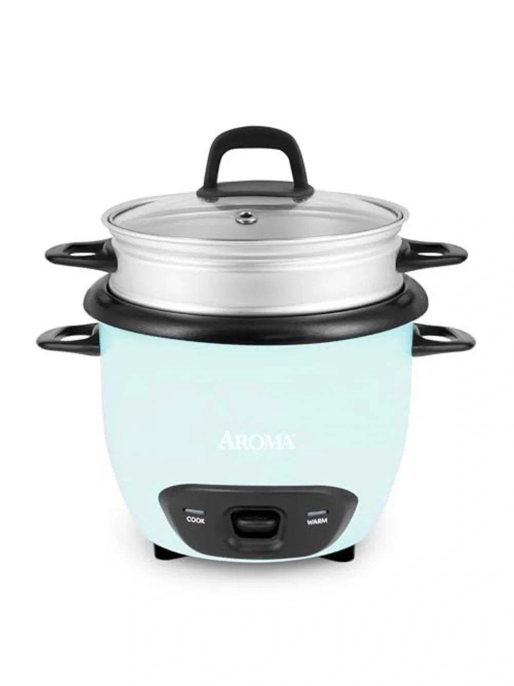 Roma Mini Rice Cooker with Steamer in Pale Blue